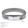 Bracelet de chaîne de meulage à quatre côtés en acier inoxydable 10 mm de large 19 21 23 cm de longueur Fermoir magnétique Bracelet hommes polissage bijoux de poignet F233j