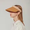 Visors 2022 여자의 태양 모자 손으로 만든 밀짚 바이저 캡 부모-자녀 여름 모자 캐주얼 그늘 모자 빈 탑 비치 안티 uv