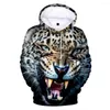 Felpe con cappuccio da uomo Felpa casual leopardata 3D Uomo Streetwear Pullover taglie forti Top Uomo/donna Animale Donna Unisex con cappuccio