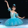 Stage Wear Fiore Azzurro Tutù romantico Bambini Balletto contemporaneo Costume da ballo Morbido tulle Abito lungo da ballerina per bambine e ragazze adulte