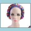 Bonnet / Skull Caps Femmes Musulmanes Large Stretch Soie Satin Respirant Bandana Nuit Slee Turban Chapeau Headwrap Bonnet Chemo Cap Cheveux Acces Dhhra