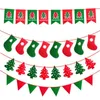 Kerstdecoraties voelden elanden hanglagers vlaggen Santa Claus Home Decor Hangende slingers Banner Xmas Party Bunting