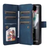 Wallet telefoonhoesjes voor Samsung Galaxy Z vouw 3 multifunctionele vaste kleur pu lederen standaard coverhoes met 15 kaartsleuven en rits munt portemonnee