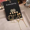 Accroupi nouvelles boucles d'oreilles créatives évider motif coeur de pêche figure géométrique gland Stud Set 6 paires Boucles d'oreilles