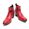 Mode de luxe talons hauts hommes formels bottes rouge en cuir véritable Designer hommes chaussures habillées bottines fête moto bottes