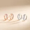 Stud￶rh￤ngen Ear Hook S925 Sterling Silver Simple Rose Color Hollow For Women Jewelry Birthday Party Present