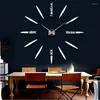 ساعات الحائط ثلاثية الأبعاد ساعة الكوارتز التصميم الحديث ملصق مرآة أكريليك ديكور كبير لغرفة المعيشة المنزل