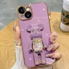 Electroplated 6D case iPhone 14 13 12 pro max 11 xs x xr xsmax 7 8 plus 14 Stereoscopic rotating Bear Stand Silicone Soft Case7727663
