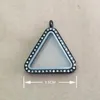 Pendentif Colliers Vends Noir Triangle Mémoire Médaillon En Acier Inoxydable Argent Plaqué Avec Strass Magnétique Verre Flottant Charmes Serrure