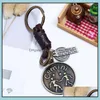 Keychains Lanyards 12 Constellation Keychain Cowe Zodiac Keychains Retro Woven Key Chain Bronze Keyring For Birthday Gift Drop Del Dh9N2