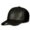 Bérets 2022 hiver homme en cuir véritable casquettes de baseball mâle décontracté ceinture en peau de vache oreille chaude 56-60 réglable Sprot chapeaux de vol