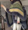 Kadın Tavşan Kürk Cape Moda Palto Poncho Geniş Örgü Palto Fux Fur Hardigan Pelerin Boyutu Bahar Kış Sonbahar