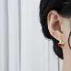 Boucles d'oreilles créoles pour femmes, beau cercle bleu, cœur rouge, personnalité, mignonnes, bijoux, vente en gros