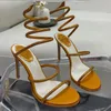 High Heel Sandals Women's Strass Shoes Ankle Wrap High Hee Wedding Crystal Encrusted Snake Luxury Designer Fashion 9.5cm RC Cleo Rene Caovilla With box