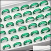 Couple Rings Wholesale 30/50Pcs Est Cute Green Band Rings Size 1721Mm Mix 6Mm Round No Fade Women Girls Punk Rock Hip Hop Lovers Fri Dhavl