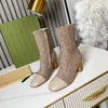 New Women's Ankle Boots Luxury designer Chelsea Boots Fashion High Heels 6cm laser punched letter square Jelly non-slip rubber leather 35-43