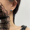 Rücken Ohrringe 925 gestempelt Koreanisch 1 Paar Kristall Grün Vintage Blumen Clip Für Frauen Mädchen Zirkon Hochzeit Party Schmuck Geschenk