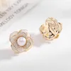 Stud Earrings 1 Pair Sexy Cubic Zircon Rose Earring Studs Luxury Pearl Fashion Jewelry For Woman Gift