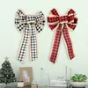 Christmas Decorations Three-color Bow Bowknot Lattice Cloth Gift Bag Ornaments Tree Door Hanging Black And White Grid Flower Knot