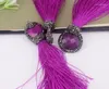 Pendant Necklaces 5pcs Silk Thread Tassels Natural Faceted Stone With Rhinestone Tassel For Jewelry Making