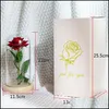 Flores decorativas grinaldas românticas eternas de rosa flor beleza e besta lâmpada de bateria led de bateria do dia dos namorados mãe dh4cq