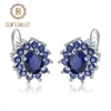 Серьги-гвоздики Gem039s Ballet 1 89Ct с натуральным синим сапфиром из чистого серебра 925 пробы с цветами, винтажные женские ювелирные изделия 221106241316