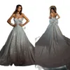 Suknia ślubna błyszcząca Seksowna szyja Seksowna Saudyjska arabska suknie ślubne duże łuk nośne vestidos de szatę Wly935
