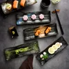 Tallrikar 11 tum kreativ stor rektangulär platta efterrätt japansk keramisk sushi -storlek platt fin bordsartiklar