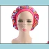 Bonnet / Skull Caps Femmes Musulmanes Large Stretch Soie Satin Respirant Bandana Nuit Slee Turban Chapeau Headwrap Bonnet Chemo Cap Cheveux Acces Dhhra