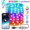 Decorações de Natal 5m/10m/20m Smart RGB Fairy String App Light App Bluetooth Control Waterspert Creping Fire Lights 16 Colors Year Decoration 221109