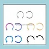 Nose Rings Studs Trendy Nose Rings Body Piercing Jewellry Fashion Jewelry Stainless Steel Open Hoop Ring Earring Studs Fake Non Dr Dhixx