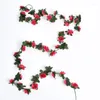 Dekoratif çiçekler 5set 2.5m 45 kafa yapay gül rattan düğün Noel sahte çiçek asma çelenk dekorasyon ev bahçe duvar dekor