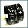 Bandringar grossist 36st Black 8mm Jesus Cross 316l rostfritt st￥l ringar kristna emalj modeband smycken fingerring drop de dhnqw