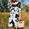 فساتين غير رسمية ألوان مائية لباندا فستان الصيف مثير لطيف للحيوانات طباعة السيدات الشارع فكرة هدية كبيرة الحجم