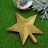 Decorações de Natal Tree Tree Topper Star Ornament Gold Toppers DecorationTreetop Cinco pequenas estrelas de prata pendentes de Natal pontiagudas