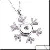 Pendentif Colliers Pendentif Colliers Pendentifs Bijoux Mode Flocon De Neige Cristal Bouton Pression Collier 18Mm Gingembre Boutons Pression Charms Otgje