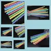 Drinking Straws Wholesale100Pcs Reusable Biodegradable Distored Color Beverage Hard Plastic Stripe Drinking Sts Drop Delivery Home G Dhtjf