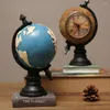 Table Clocks Novelty Desktop Clock Blue/Brown Retro Globe Shape Decoration Piggy Bank Battery Powered Ornament For Bedroom