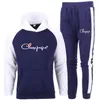 Hommes survêtement printemps automne hommes ensembles couleur unie vêtements de sport marque à capuche pantalon vêtements mode deux pièces ensemble survêtement hommes