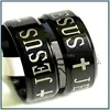 Band Rings Wholesale 36Pcs Black 8Mm Jesus Cross 316L Stainless Steel Rings Christian Enamel Fashion Band Jewelry Finger Ring Drop De Dhnqw