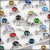 Cluster Rings Bk Lots 30Pcs Colorf Cz Crystal Luxury Metal Rings No Fade Size 1720 Women Wedding Engagement Lovers Jewelry Accessori Dhex1