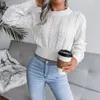 Suéter corto de punto Vintage 2022 primavera invierno suéter cuello redondo giro Casual manga larga Top mujeres Pull Femme