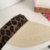 Visières soleil chapeaux pour femmes léopard visière à la main papier paille été décontracté ombre chapeau vide haut grenouille plage Cape Gorras Para Mujer