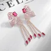 Dangle Earrings Fashion Bowknot For Girl Sweet Long Tassel Water Drop Pendant Earring Women Brand Jewelry Pink Butterfly7804644