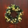 Flores decorativas grinaldas de 40 cm de coroa de natal liderada com pinheiros artificiais Bagas e porta da frente de férias Decoração de pendura para casa 221109