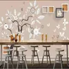 Wallpapers Decorative Wallpaper Abstract Fashion Tree 3D Square Butterfly Background Wall