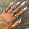 Bandringen Sier Vintage Goth Punk Set for Men Girls Women Cool Gothic Ring Pack Trendy stapelbare Boho Chunky Knuckle Emo F OT4US