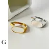 Cluster Rings GHIDBK Geometric Oval Fritillaria Irregular Open Ring For Women Stainless Steel Minimalist Statement Shell Jewelry