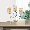Portacandele Candeliere decorativo in cristallo dorato con 3 candelabri per sala da pranzo