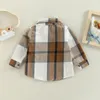 Vestes Enfants Infantile Bébé Chemise À Carreaux Veste Casual Revers À Manches Longues Boutonné Cardigan Manteau Pour Garçons Filles 6M-4T